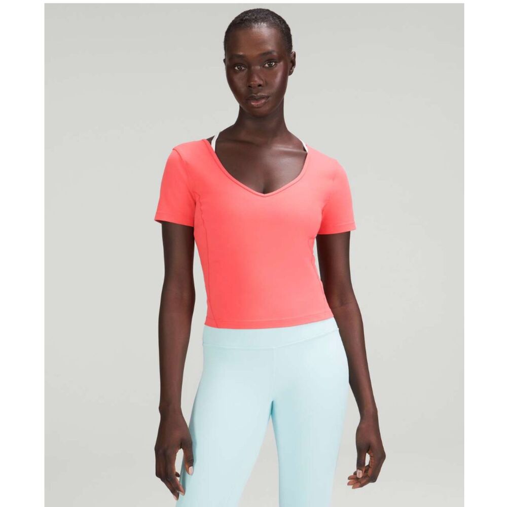 NWOT Lululemon Align T-Shirt Pale Raspberry Coral Crop Tee Nulu Size 8